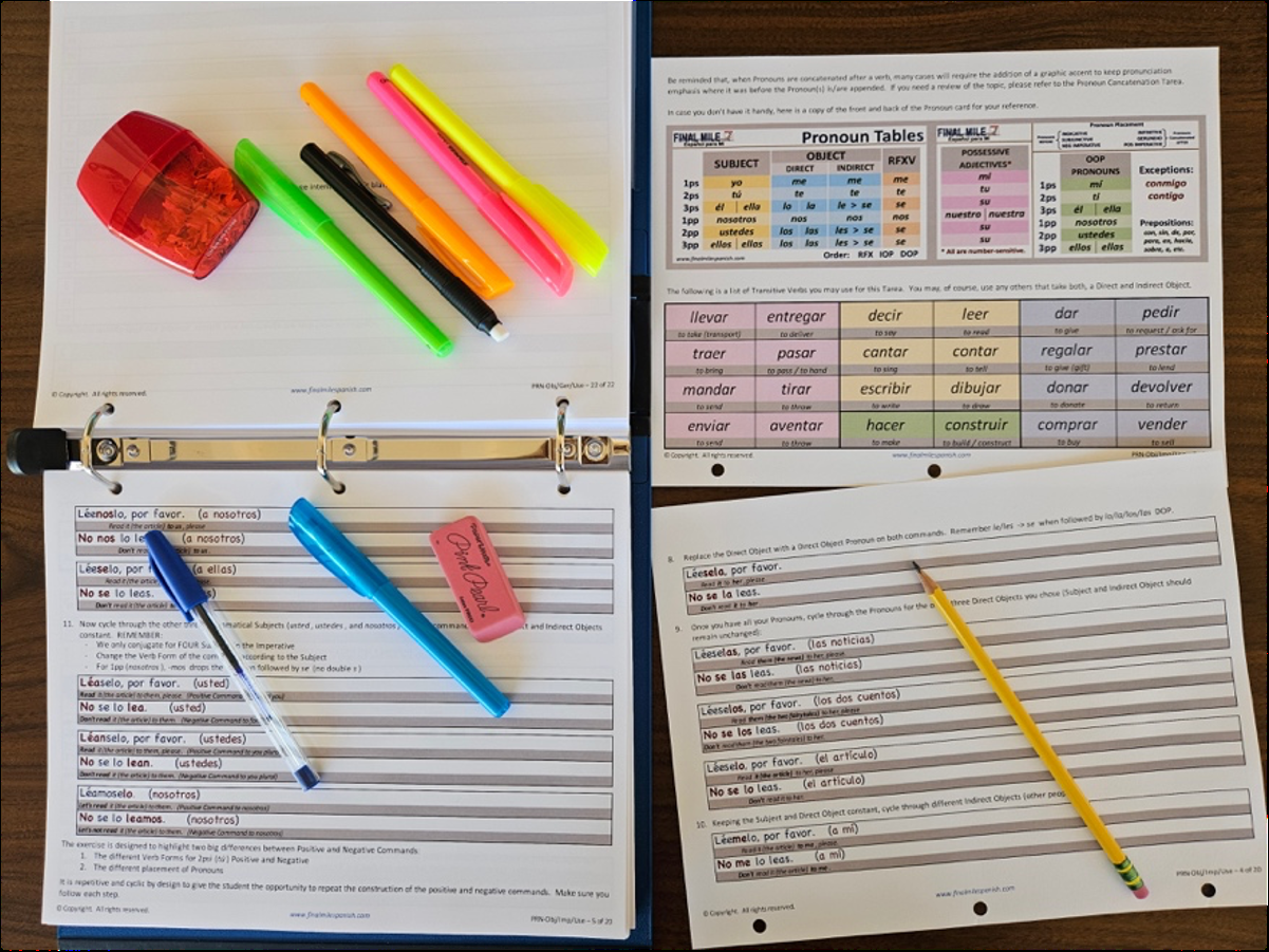 FINAL MILE Homework and Practice pages being completed