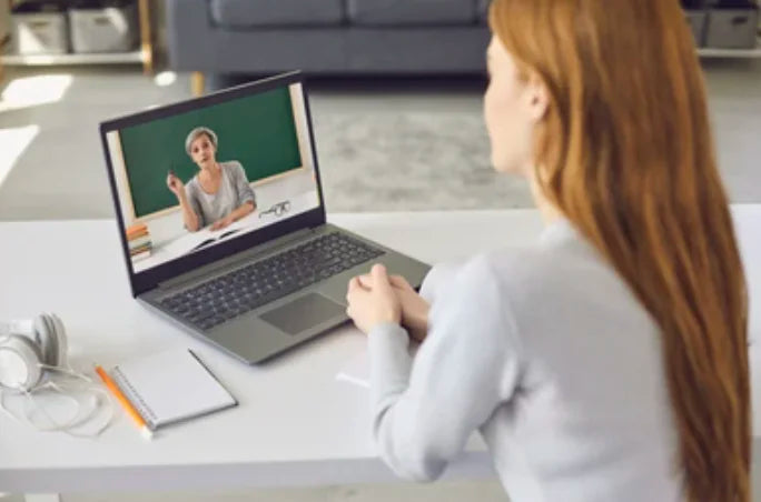 Student attending a live one-on-one online lesson