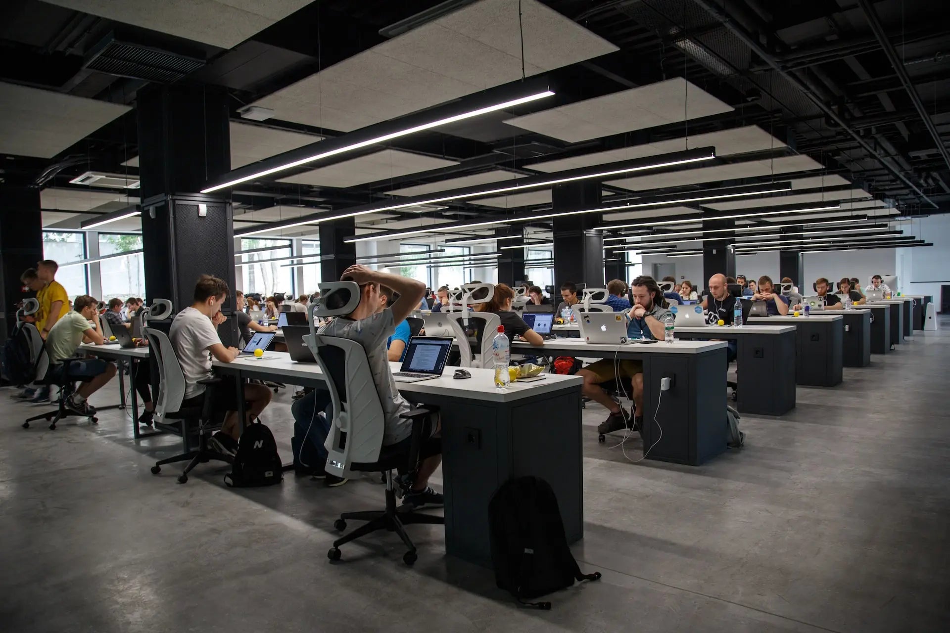 Professionals collaborating in a shared office